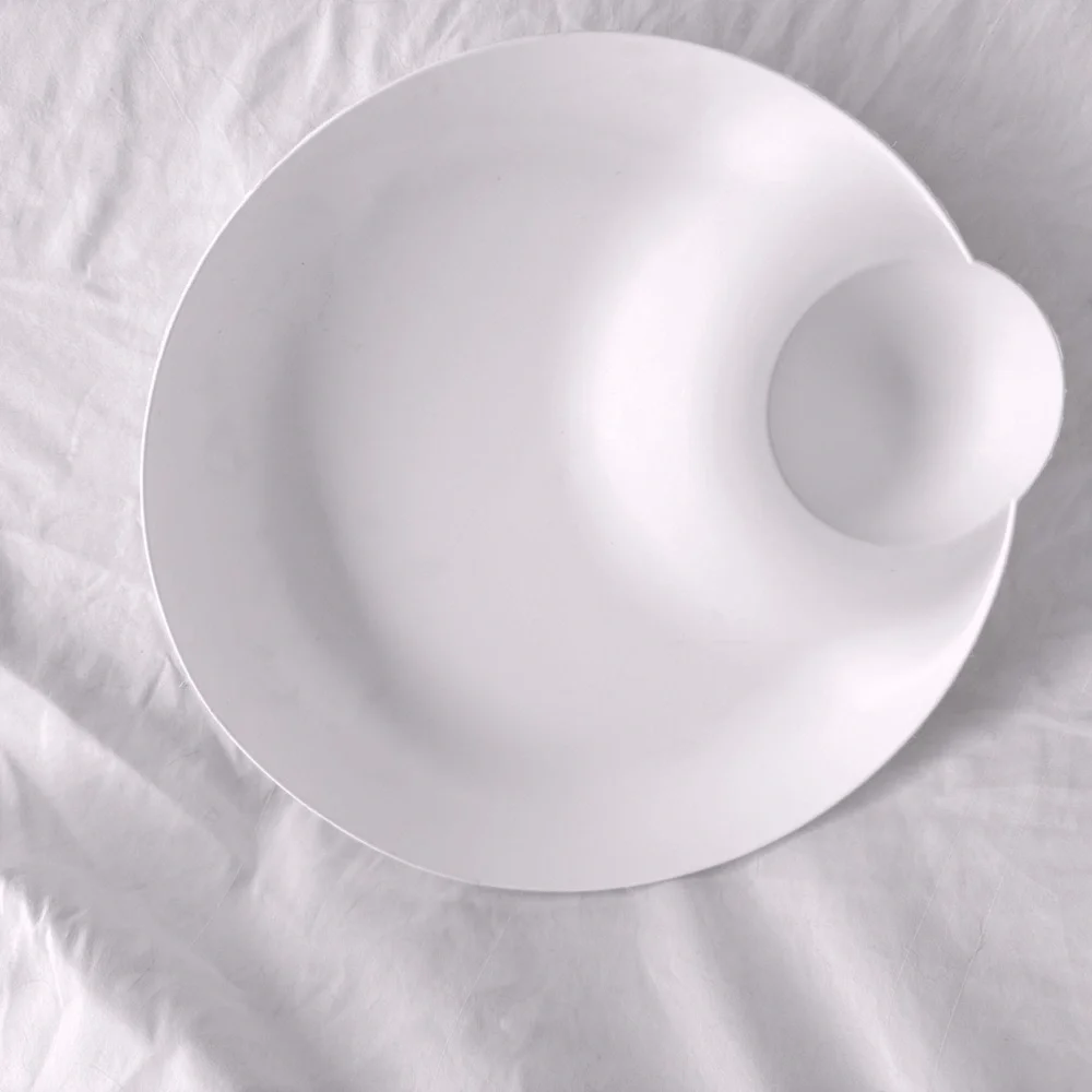 IKEA 12” White Plastic Round Chips & Dip Serving Plate Platter Dish